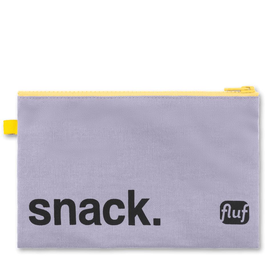 reusable purple snack bag with yellow zipper by Fluf