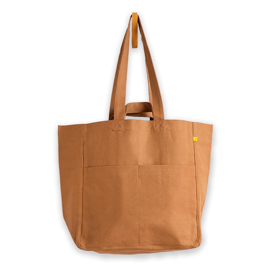 Fluf Big Roomy Multi-Pocket Box Tote | Nutmeg