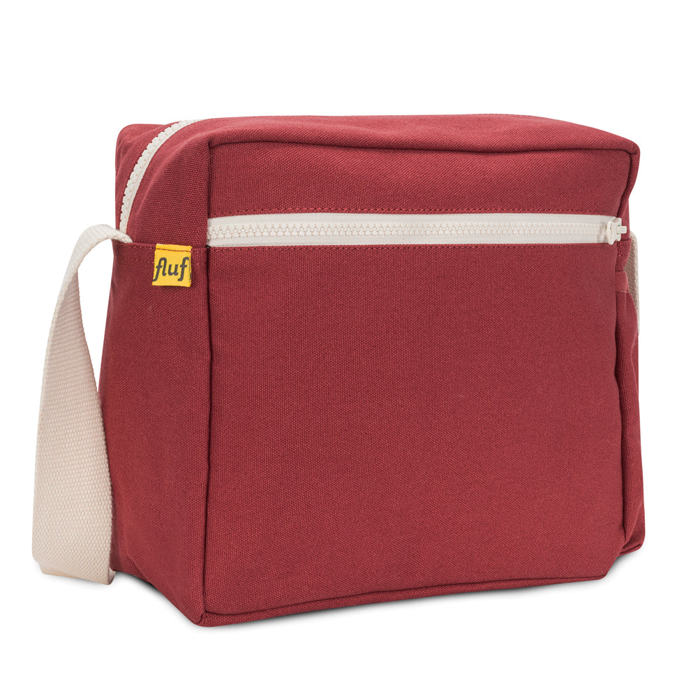 Vintage Burgundy over the shoulder lunch bag box by Fluf