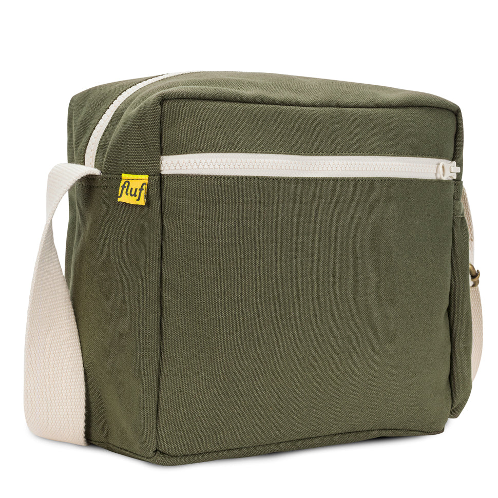 Green crossbody lunch bag with Adjustable over the shoulder strap by Fluf