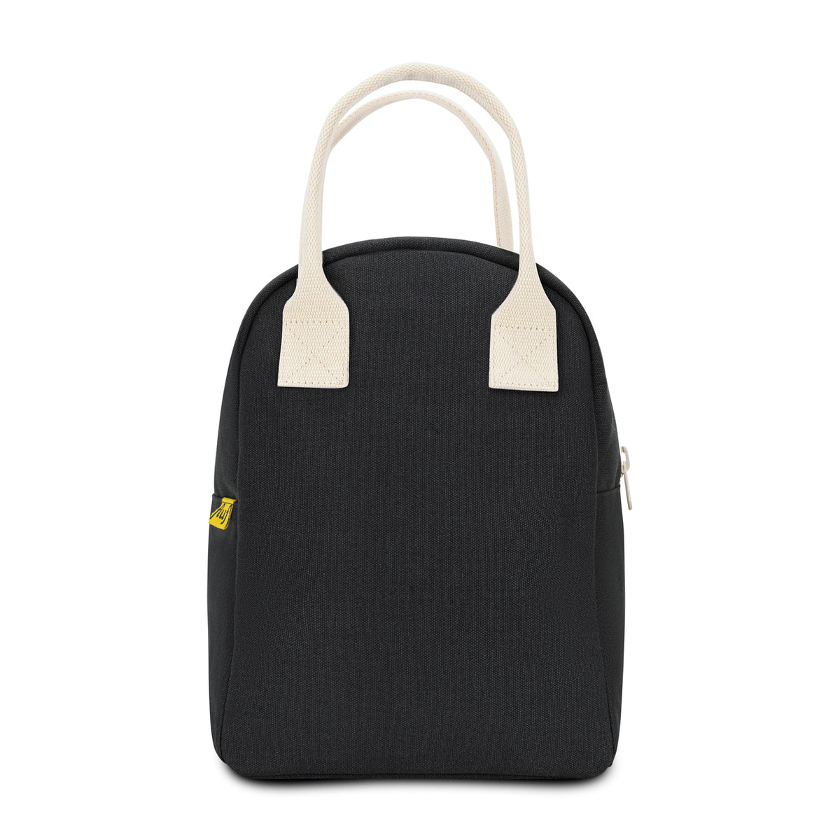 Fluf Zipper Lunch bag Carbon with Natural color for handles