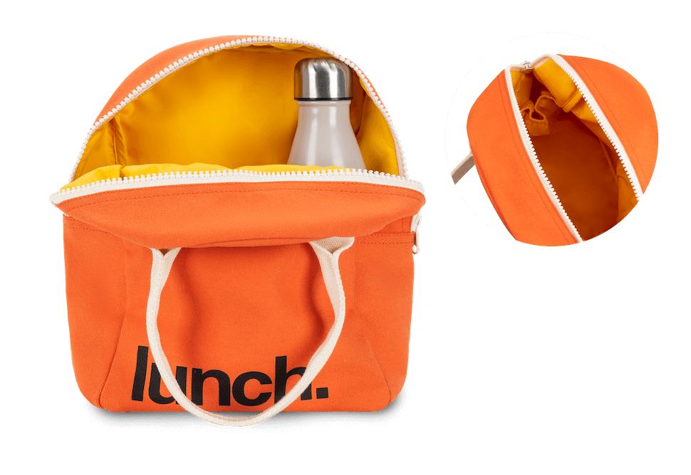Red lunch bag box with bottle holder