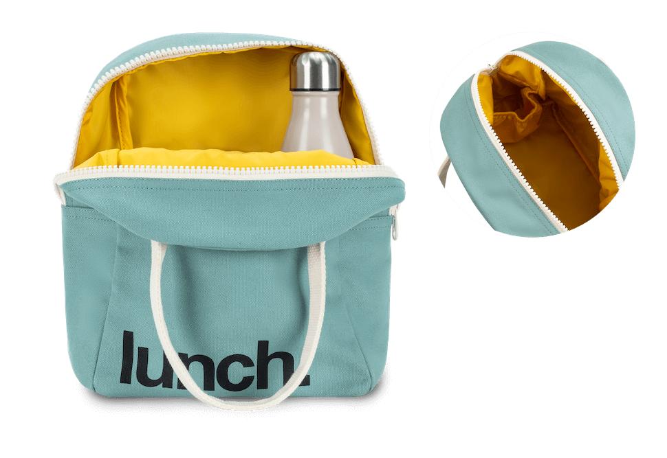 Teal lunch bag with bottle holder