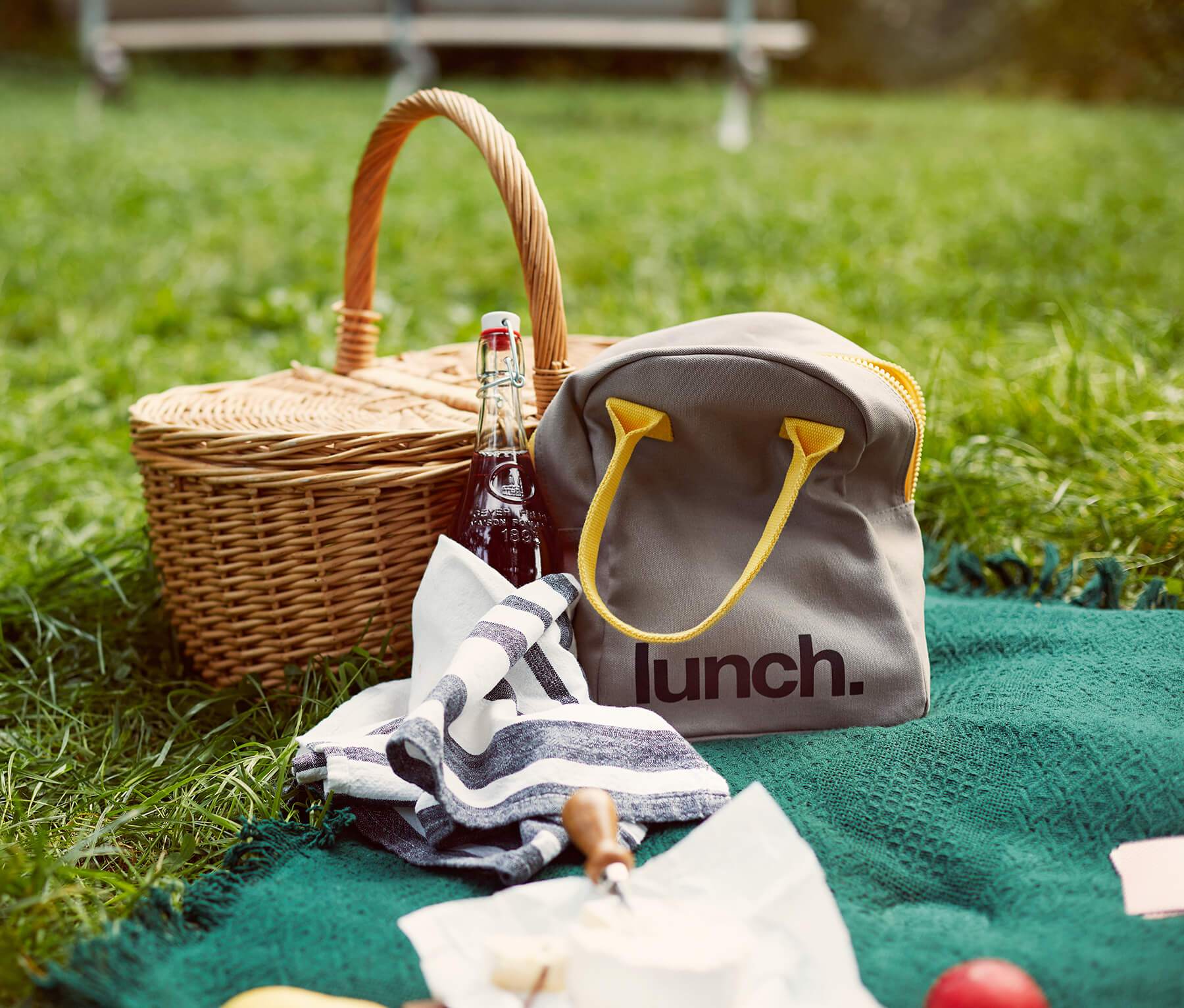 Lunch' Grey / Yellow Lunch Bag