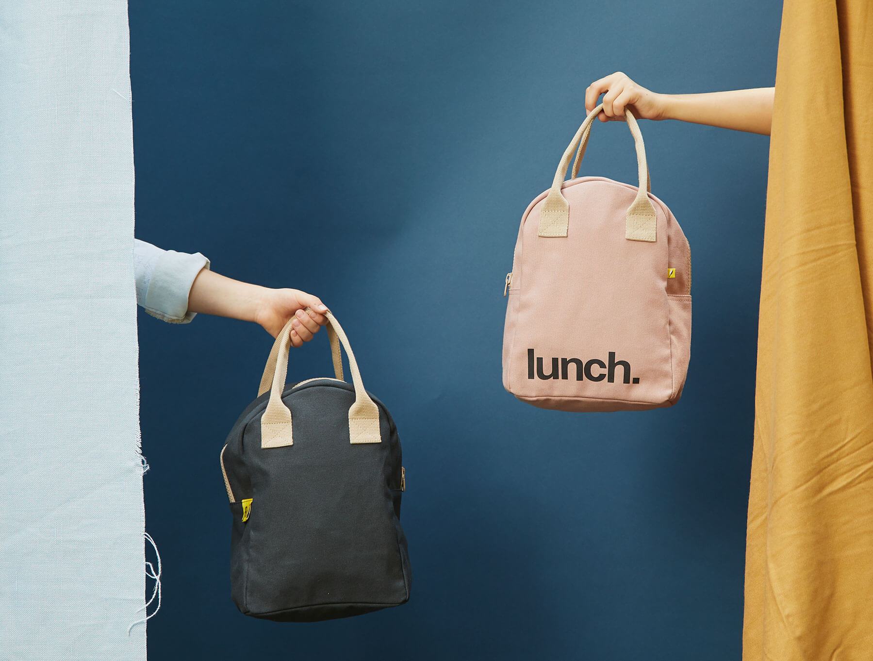Black Solid Lunch Bag and Pind solid lunch bag