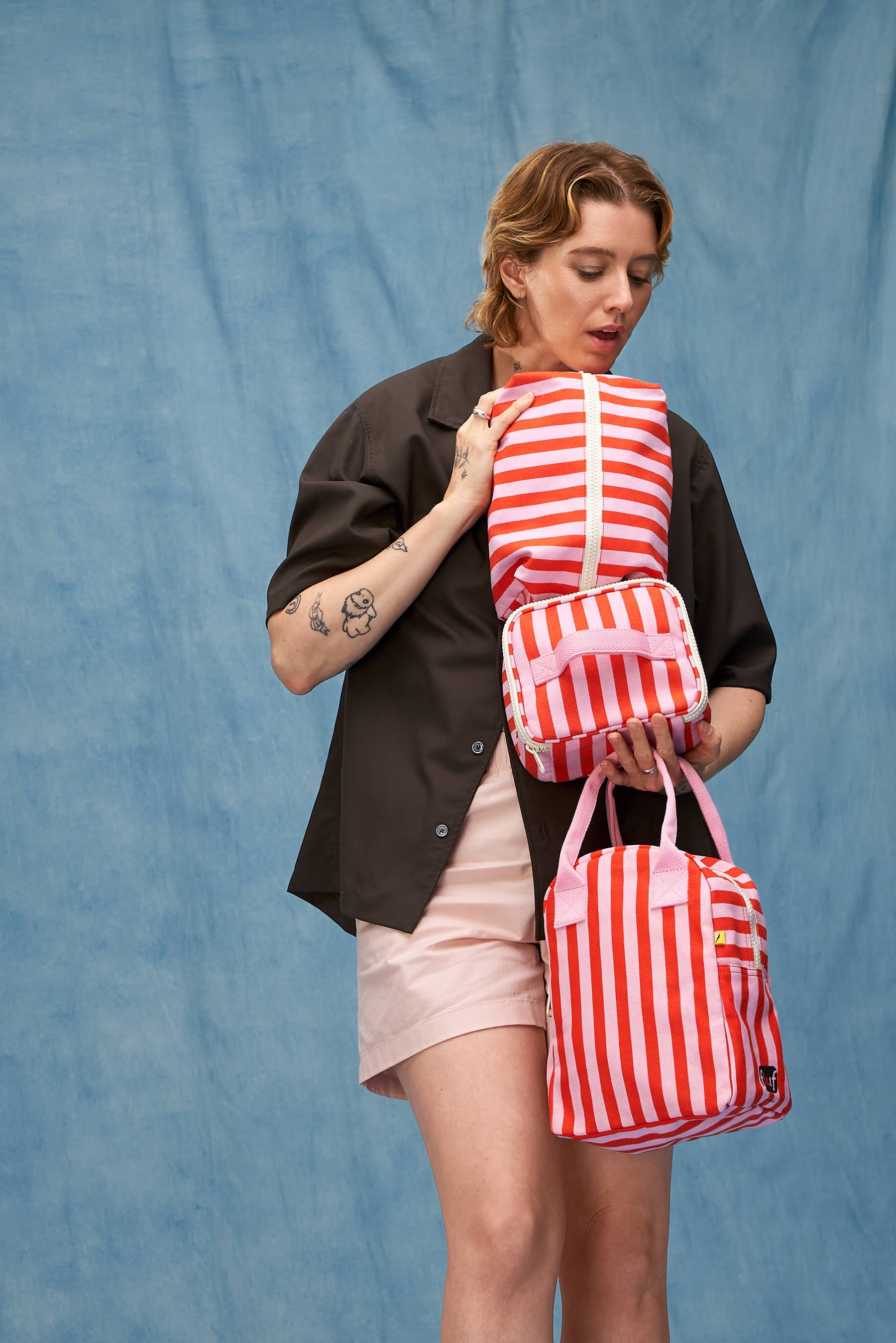 Mini Zip Cube - Awning Stripe Pink
