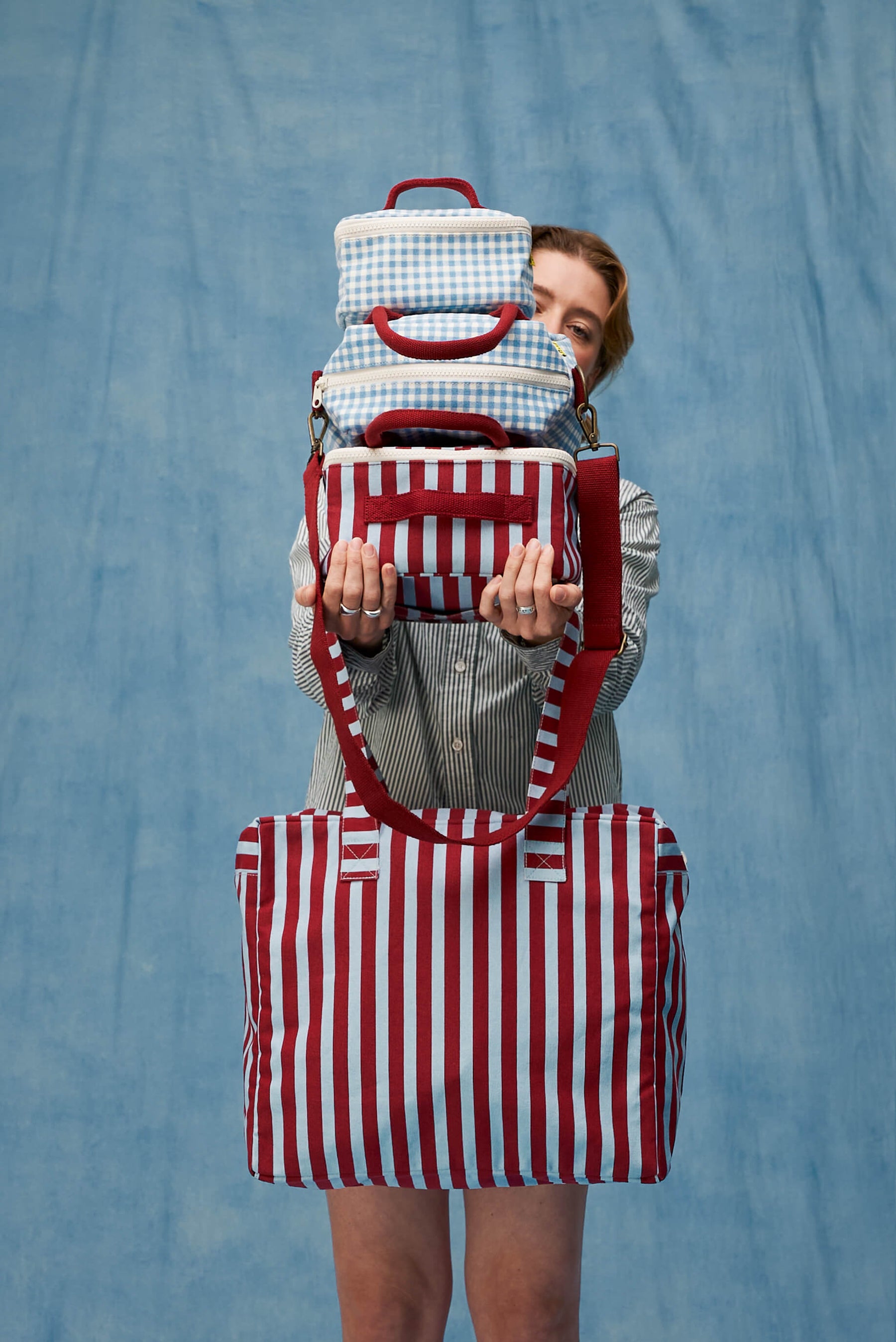 Mini Zip Cube - Gingham Sky