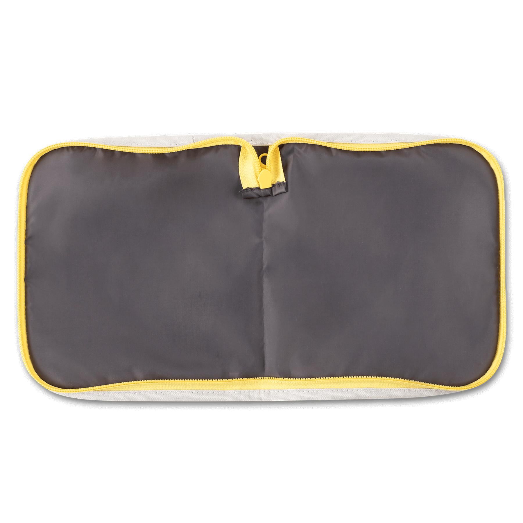 snack pack opened into Snack Mat - 'Snack' Black with Yellow Zip by Fluf lunch bags and more