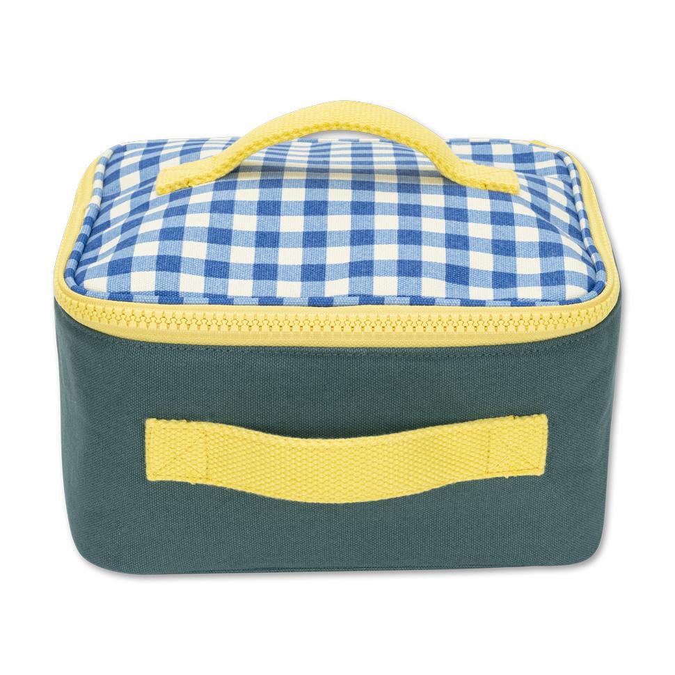 Blue Gingham Fluf Organic Cotton Insulated Square Lunch Box 