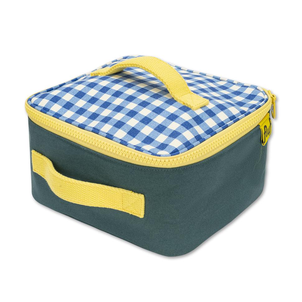 Blue Gingham Fluf Organic Cotton Insulated Square Lunch Box 1