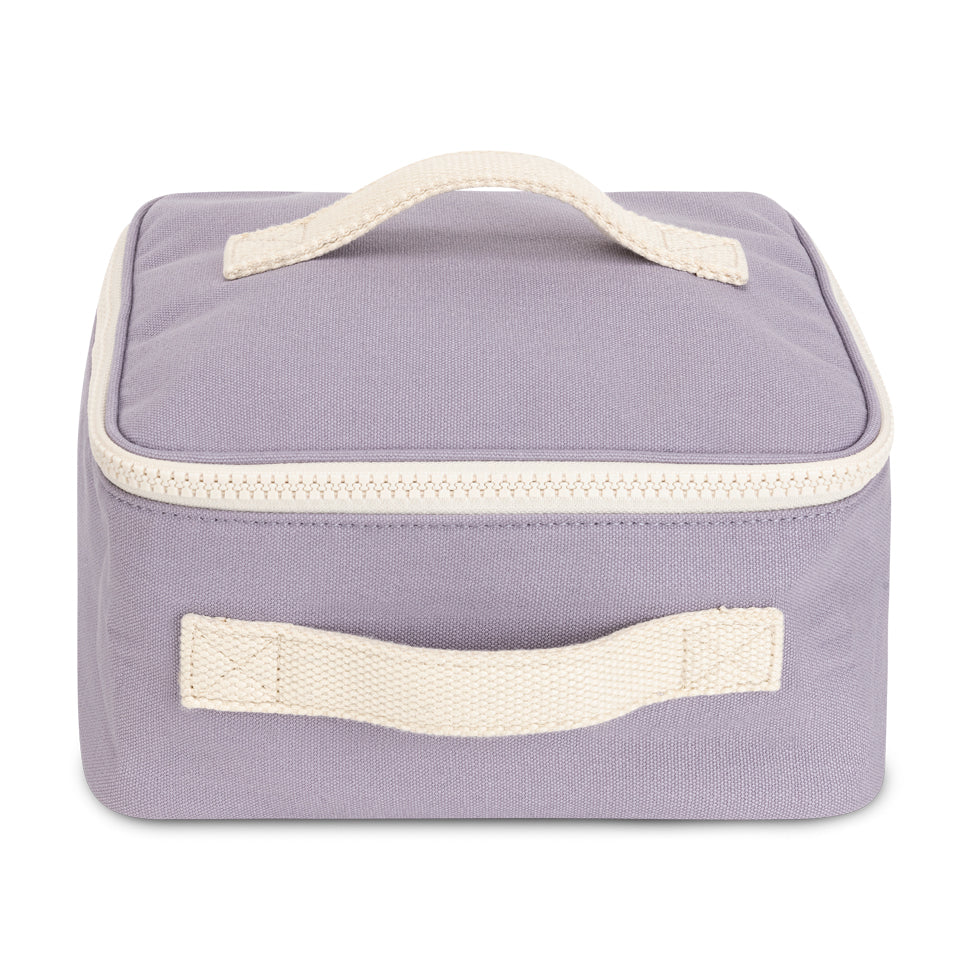 Organic cotton insulated lunch box in lavender