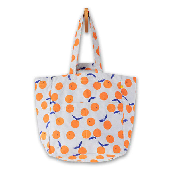 Fluf Big Roomy Multi-Pocket Box Tote Bag | Oranges