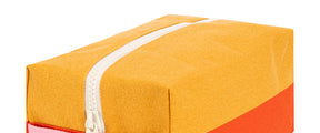 Organic cotton travel kit in red and orange colourblock