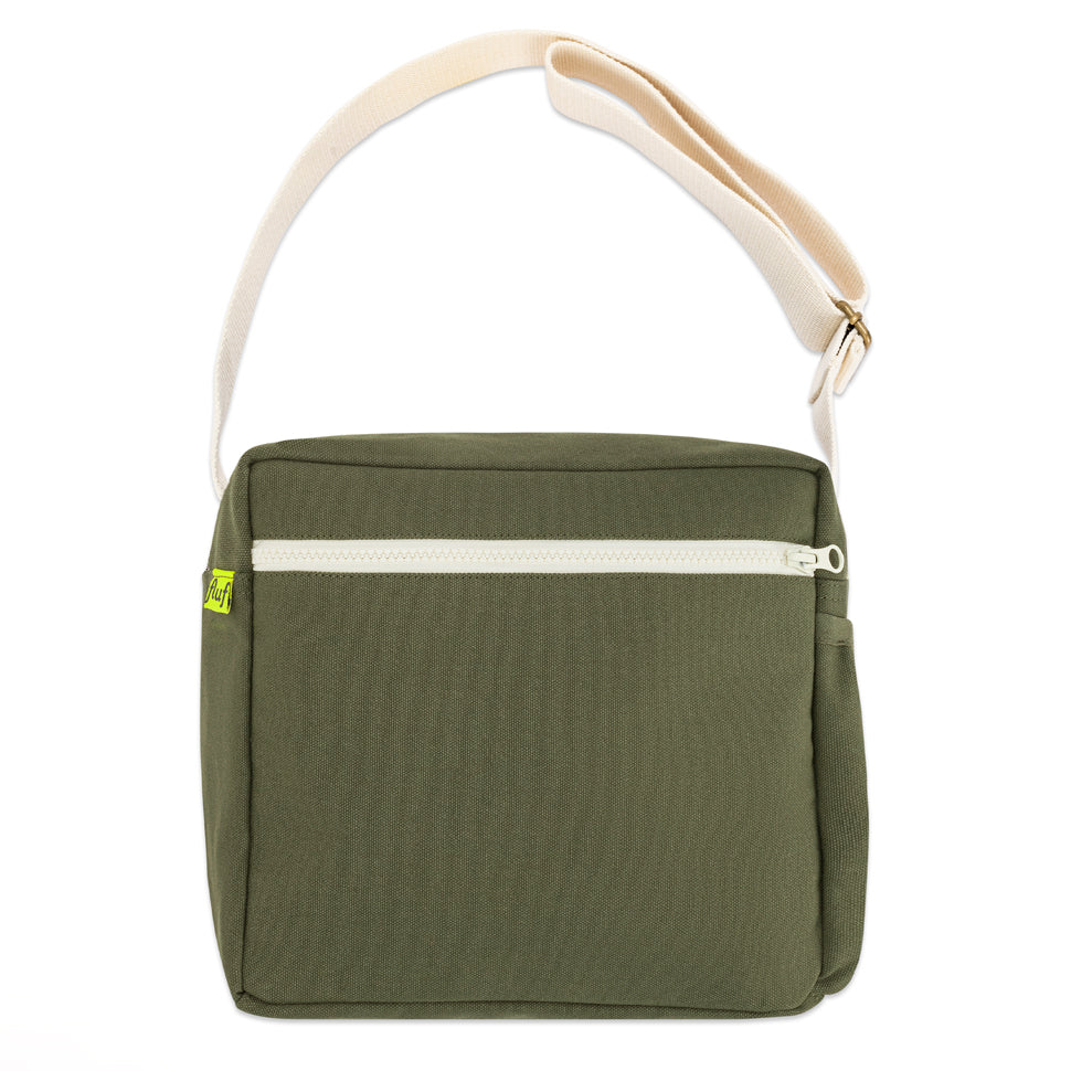 Dark olive crossbody lunch bag box with Adjustable shoulder strap