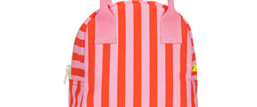 Organic cotton zipper lunch bag with pink and red stripes