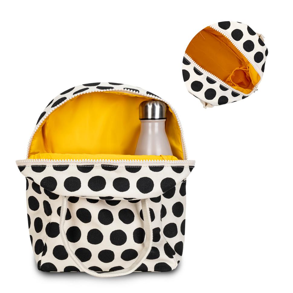 Organic cotton polka dot lunch bag with safe food lining  by Fluf  