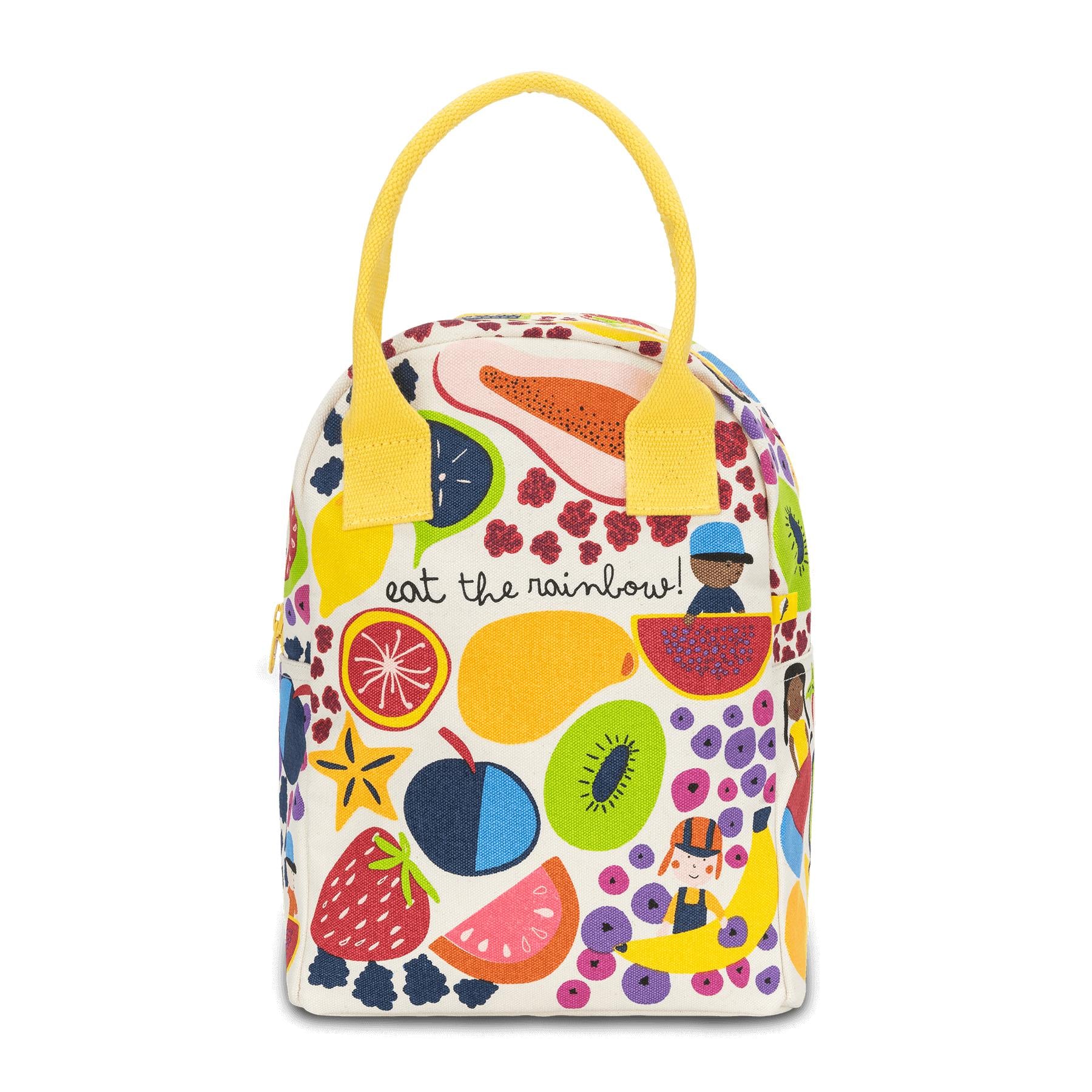 "Eat the rainbow" organic cotton fruit lunch bag by Fluf 