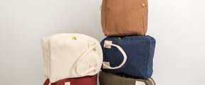 5 different colors of Flat Zipper Lunch bags  by fluf canada