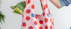 slouchy boho shopping bag print tomato red pink