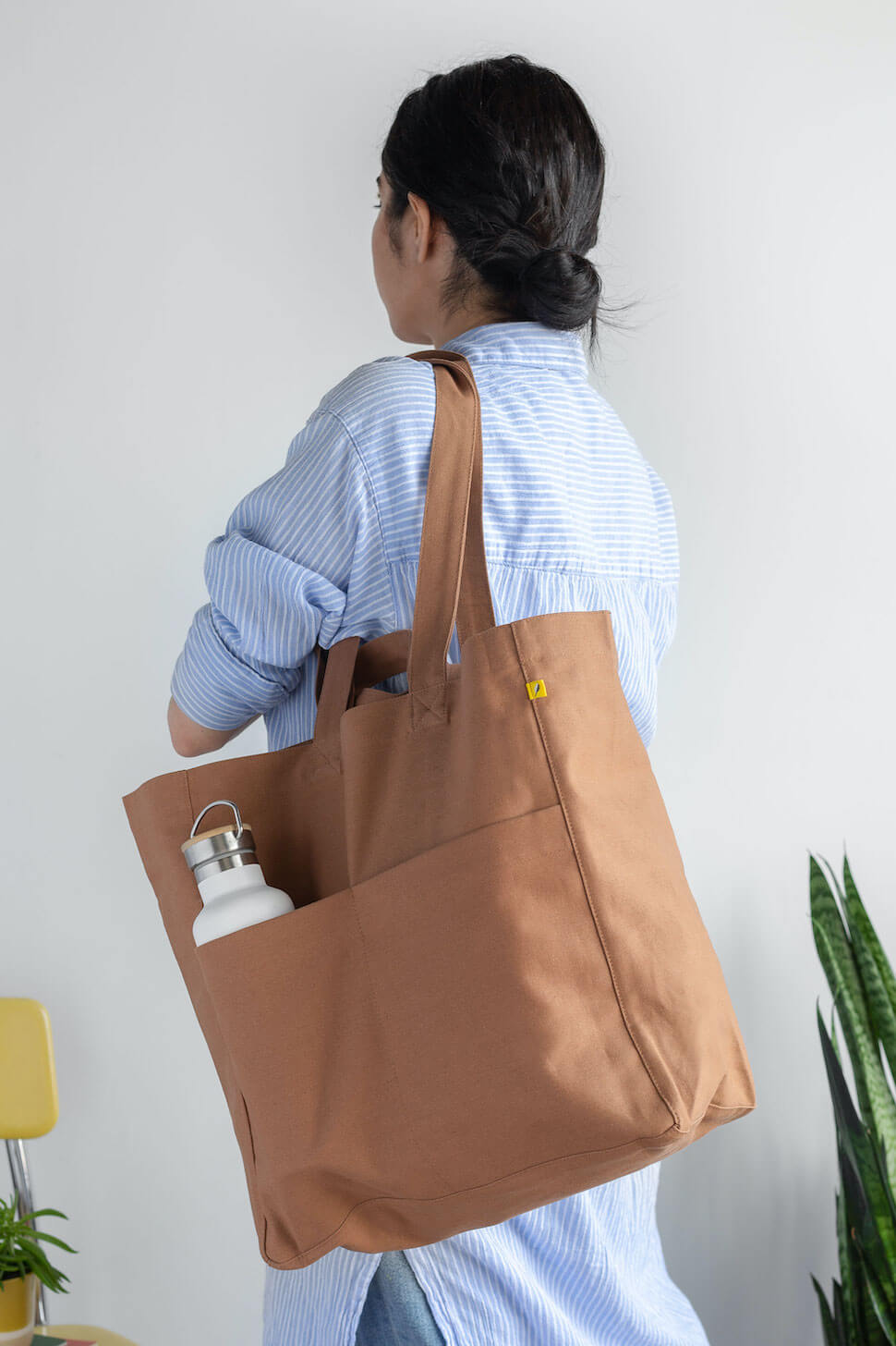 big box tote bag brown nutmeg cognac pockets