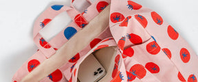 big box tote bag print tomato red pink pockets