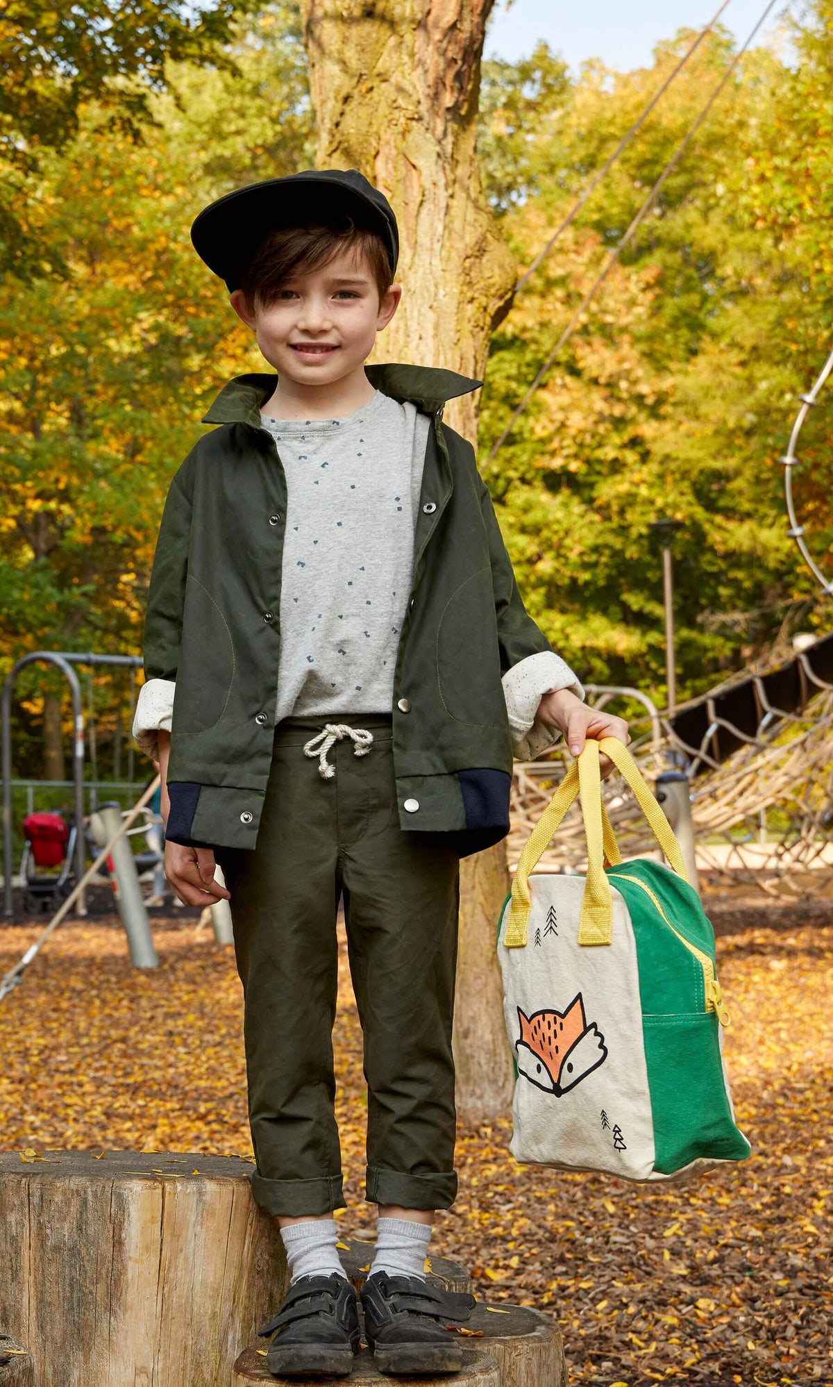 Certified Organic Zipper Lunch Bag 'Fox' For Kids